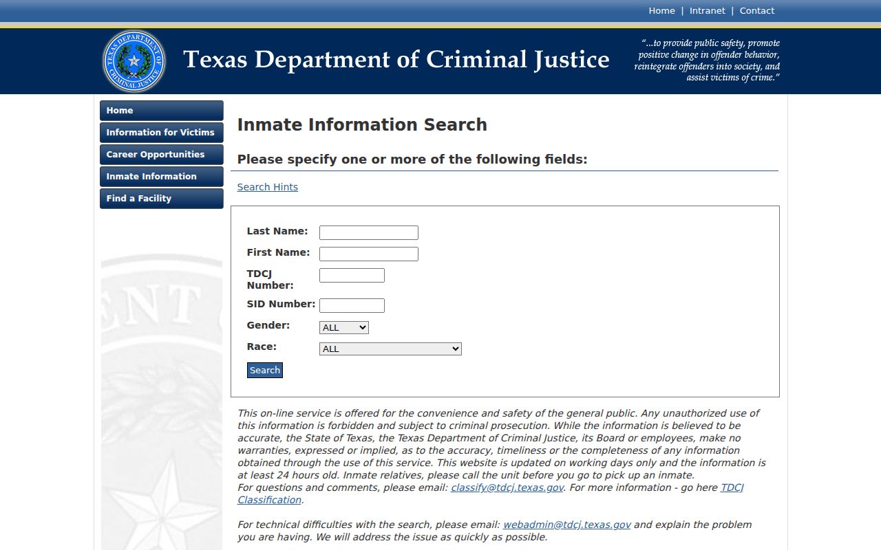 Callahan County arrest record TDCJ inmate search