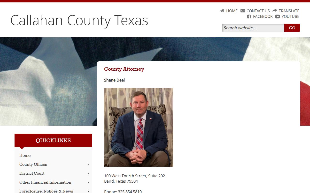 Callahan County court case prosecutor office page