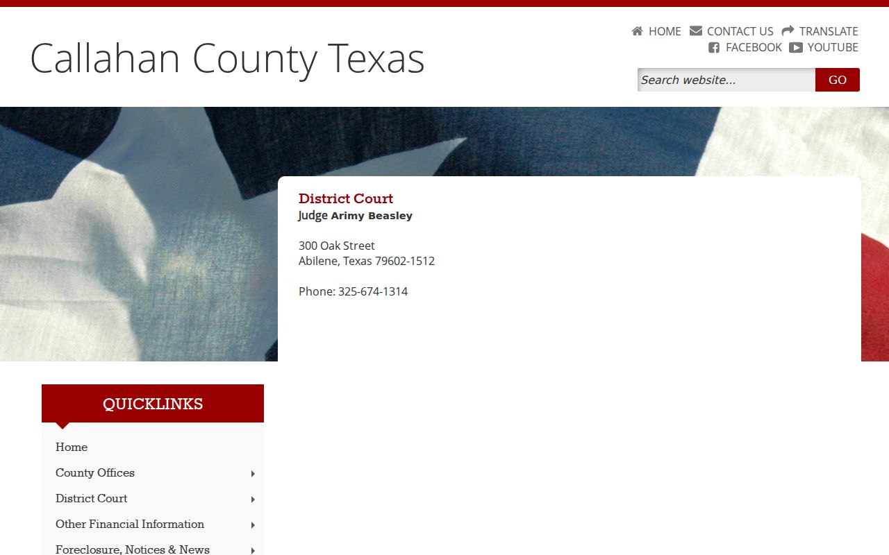 Callahan County criminal court case district court page