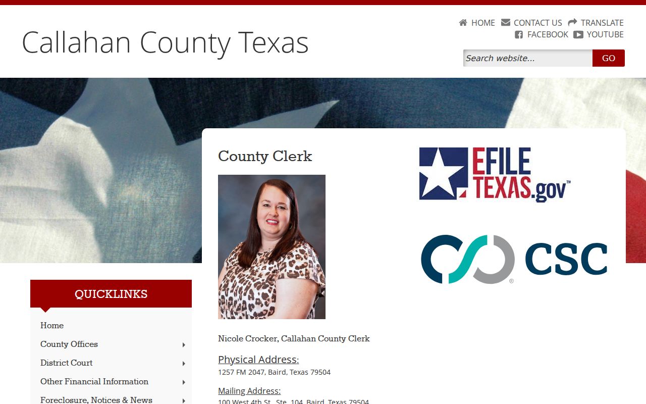 Callahan County Clerk criminal record hours and links