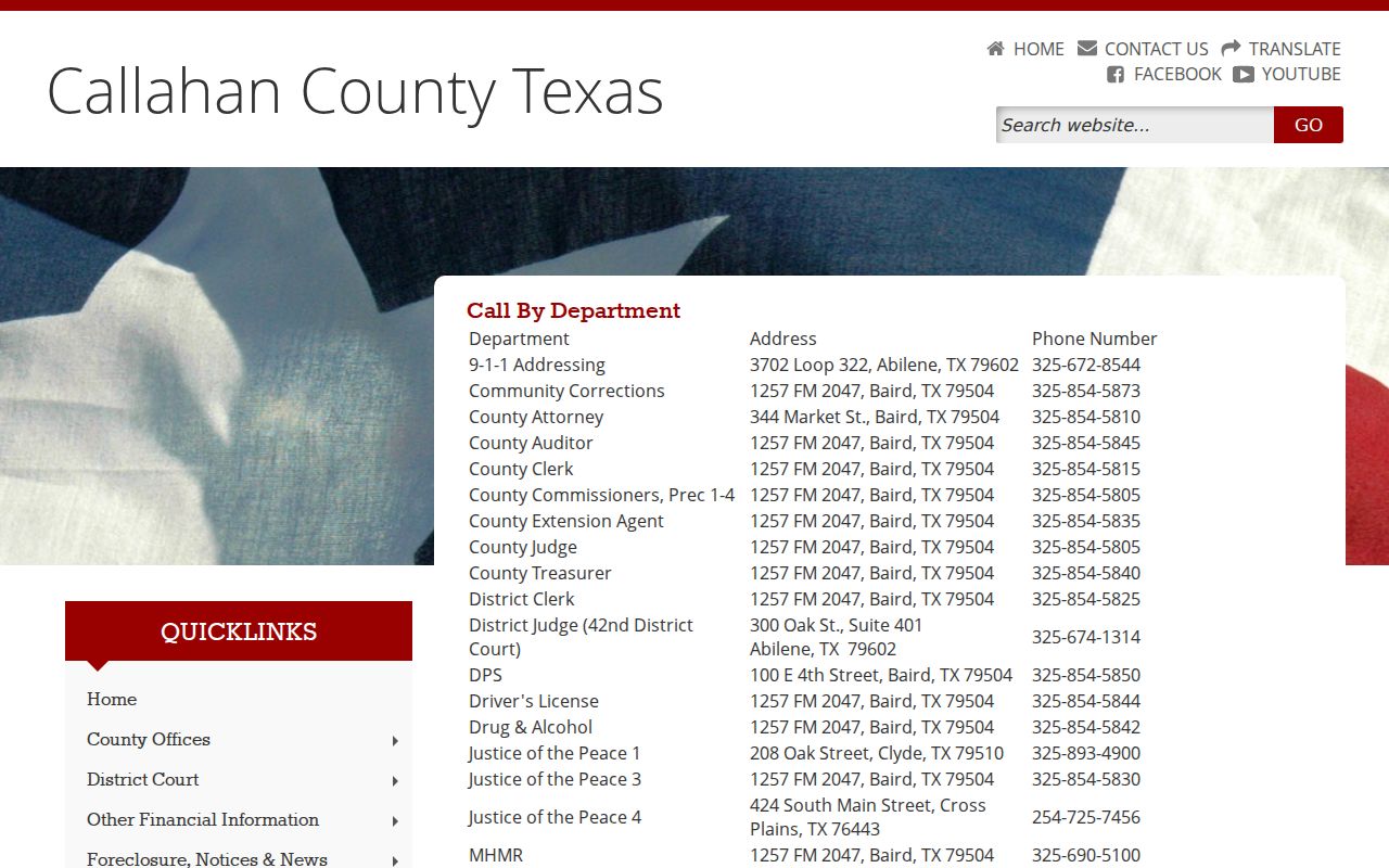 Callahan County criminal justice office directory