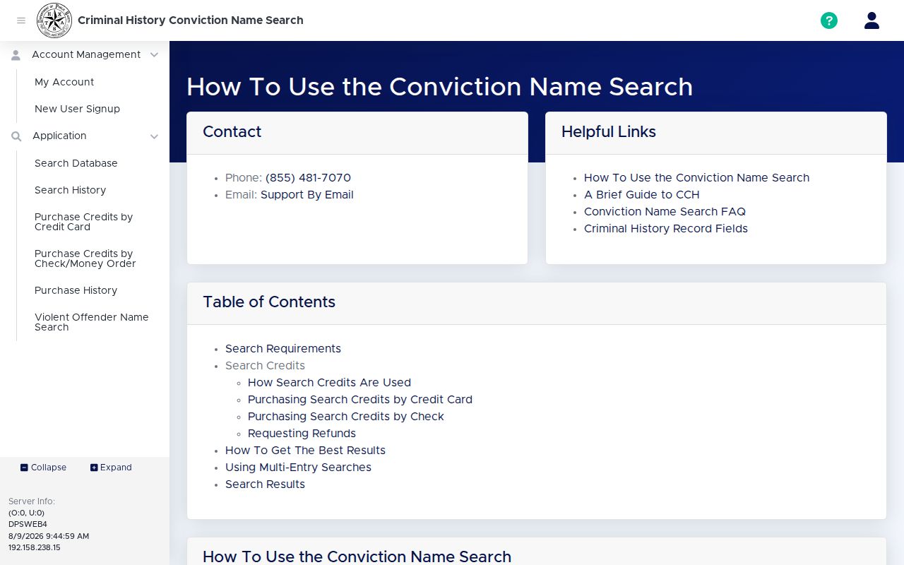 Callahan County criminal record three dollar DPS search credit