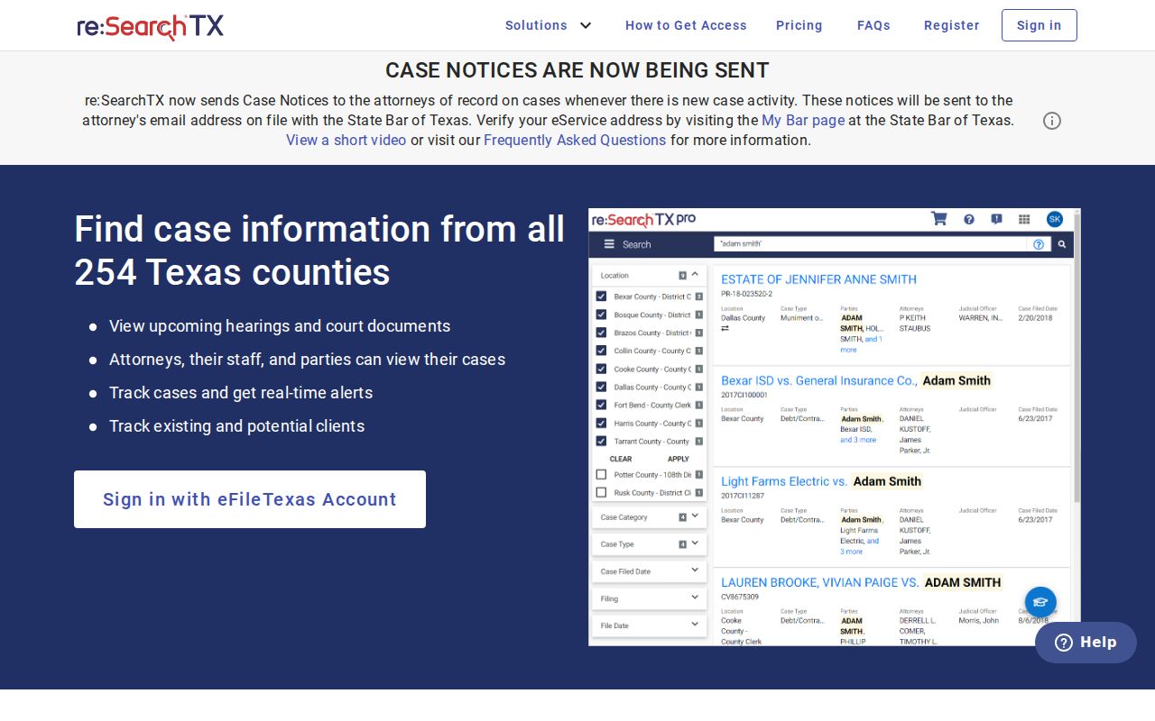 Callahan County criminal court records re SearchTX interface