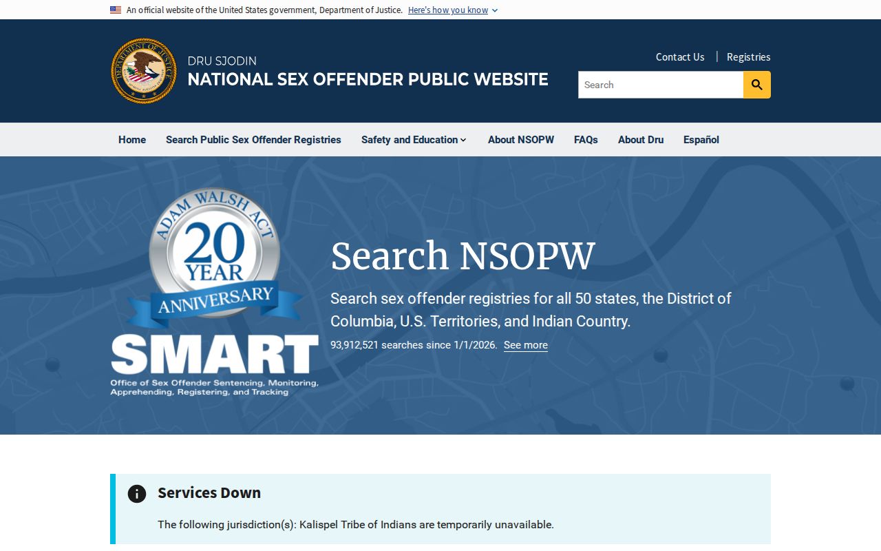 National registry interface used with a Callahan County sex offender search