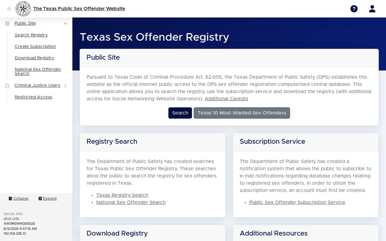 Callahan County sex offender lookup interface in the Texas DPS registry