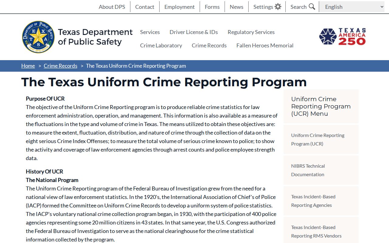 Texas crime reporting program source for Callahan County registry context